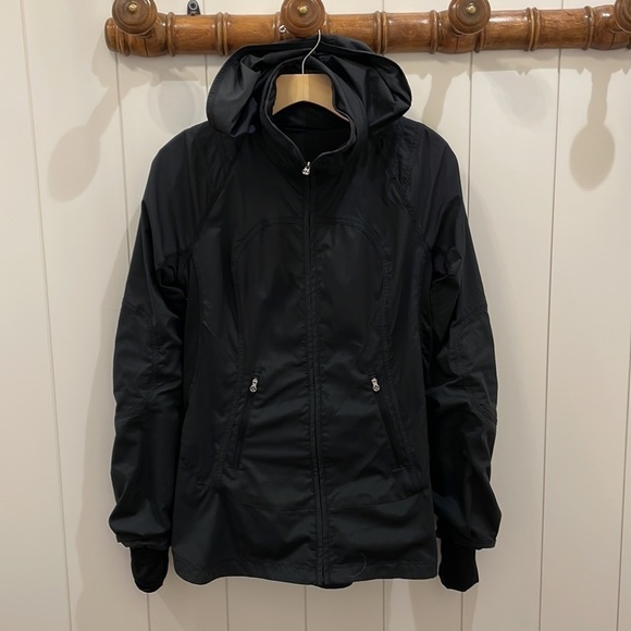 Lululemon Black Hooded Jacket—Beautiful Fabric & Fit—Hood Zippered Collar-EUC-6 - Picture 1 of 11